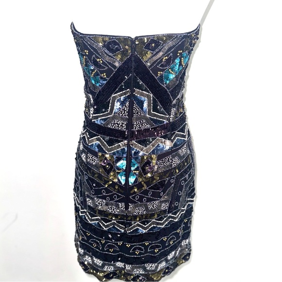 French Connection Strapless Sequin Dress - Black, Silver, Blue, Gold - Picture 6 of 9